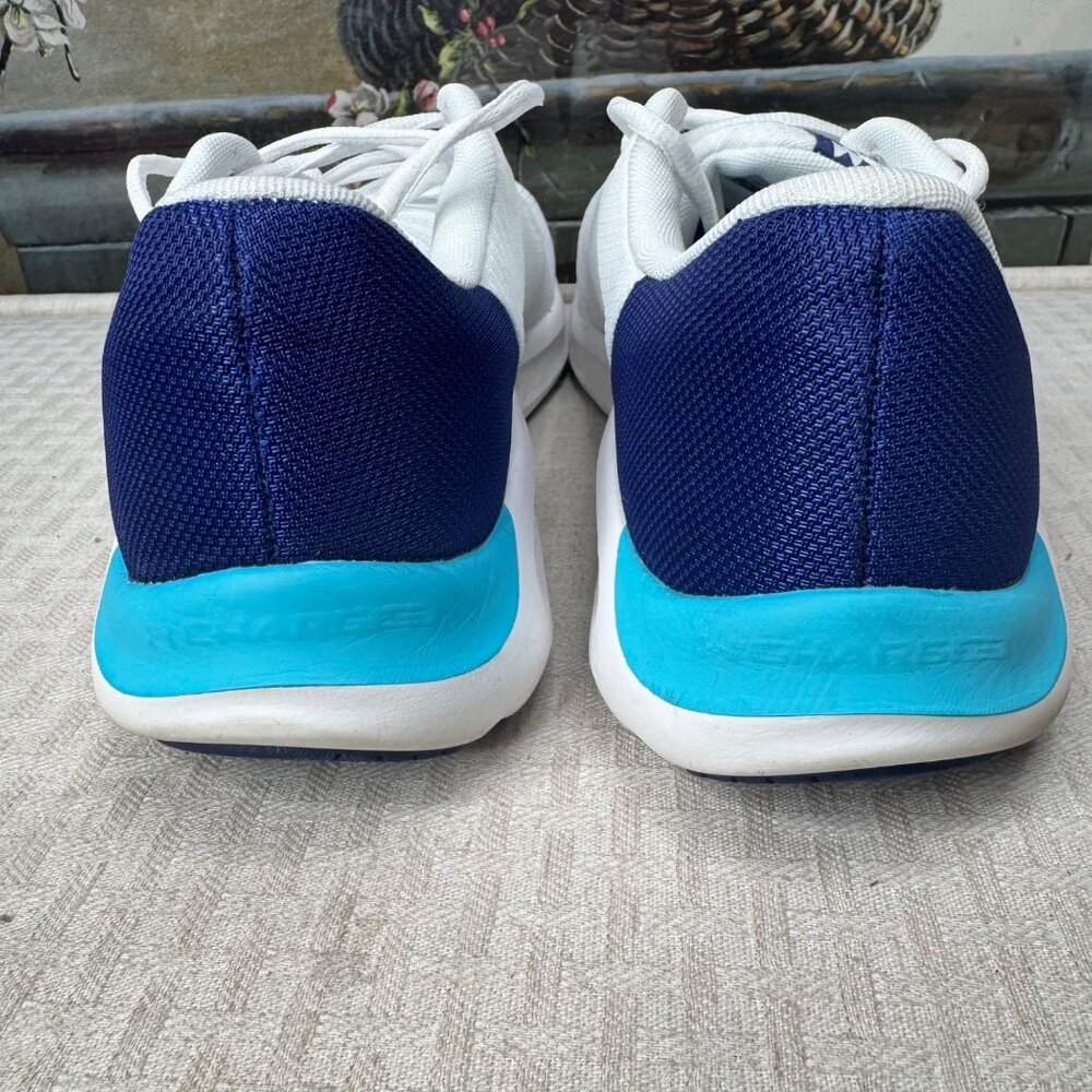 Mens Size 11 Under Armour Charged Pursuit 3 White & Blue Running Shoes - Picture 3 of 8